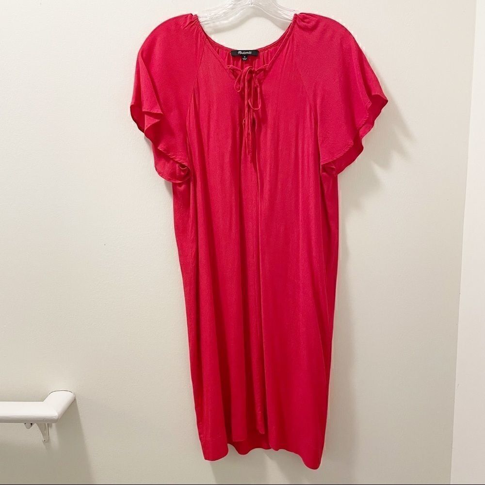 Madewell Lace up Flutter Sleeve Dress - Size Medium